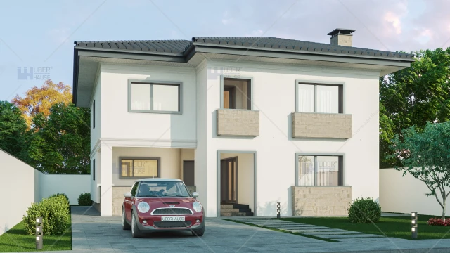 Proiect casa parter + etaj (190 mp) - Artua Gri Proiect casa parter + etaj (190 mp) - Artua Gri